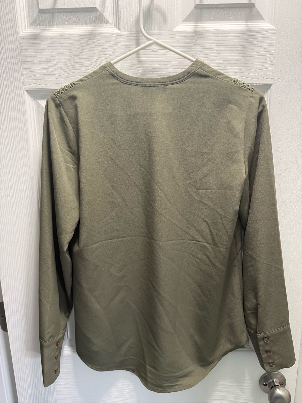 The Limited Olive Crochet Yoke V-Neck Blouse - Picture 3 of 3